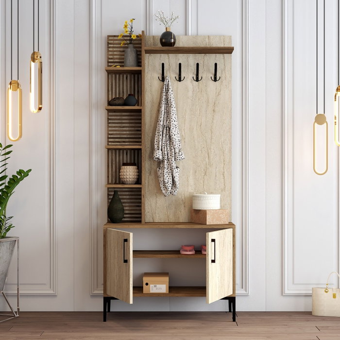 Hanah Home Viyana D - Walnut, Travertine